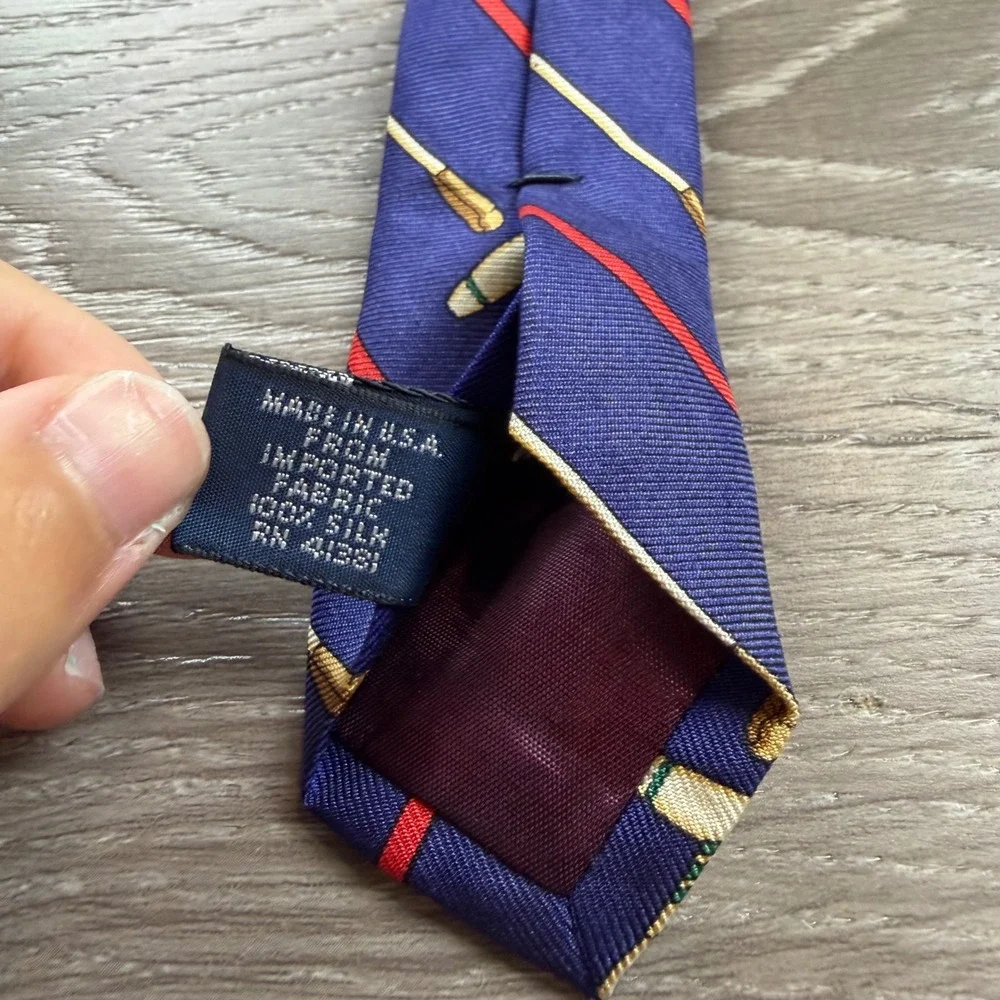 Polo Ralph Lauren Men Necktie Silk Polo Mallet Stripe Blue OS